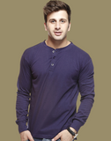 Full Sleeve Henley Neck T-shirt Men